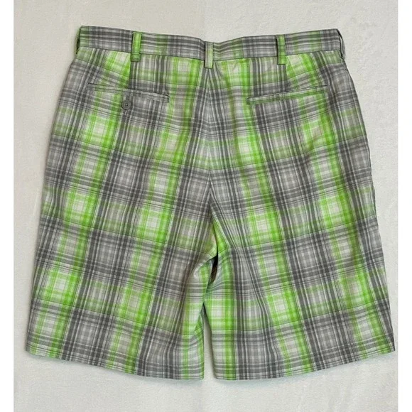 PGA Tour Men's Golf Shorts Size 34 Pro Series Green Gray Plaid - Picture 2 of 8